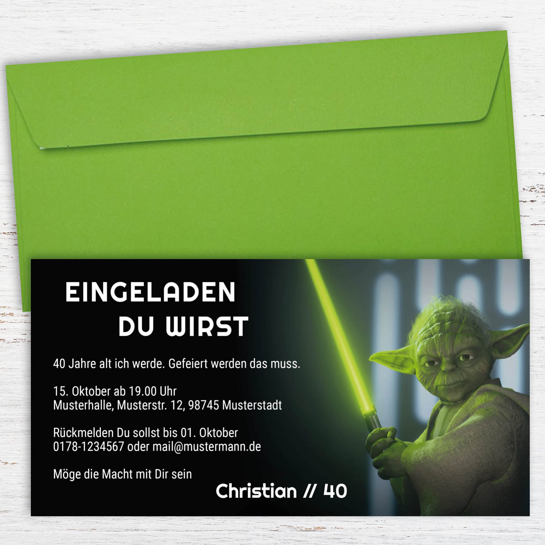 Einladung zum 40. Geburtstag: Yoda Individuelle Einladung